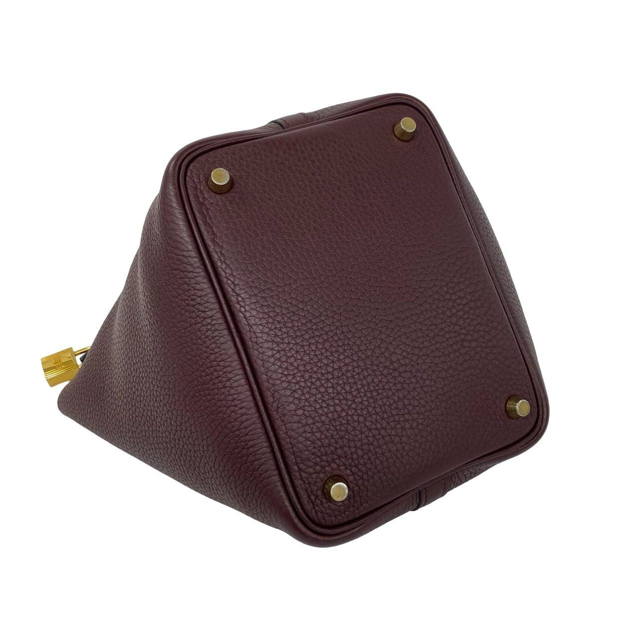 Hermes Picotin Lock PM Taurillon Clemence Swift Handbag Prune Orange Poppy — view 7