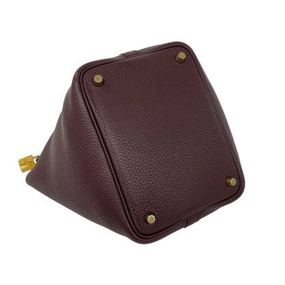 Hermes Picotin Lock PM Taurillon Clemence Swift Handbag Prune Orange Poppy — view 7