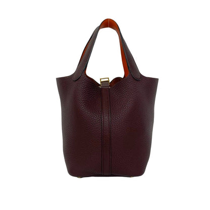 Hermes Picotin Lock PM Taurillon Clemence Swift Handbag Prune Orange Poppy — view 3