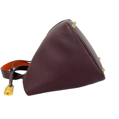 Hermes Picotin Lock PM Taurillon Clemence Swift Handbag Prune Orange Poppy — view 5