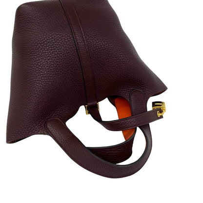 Hermes Picotin Lock PM Taurillon Clemence Swift Handbag Prune Orange Poppy — view 4