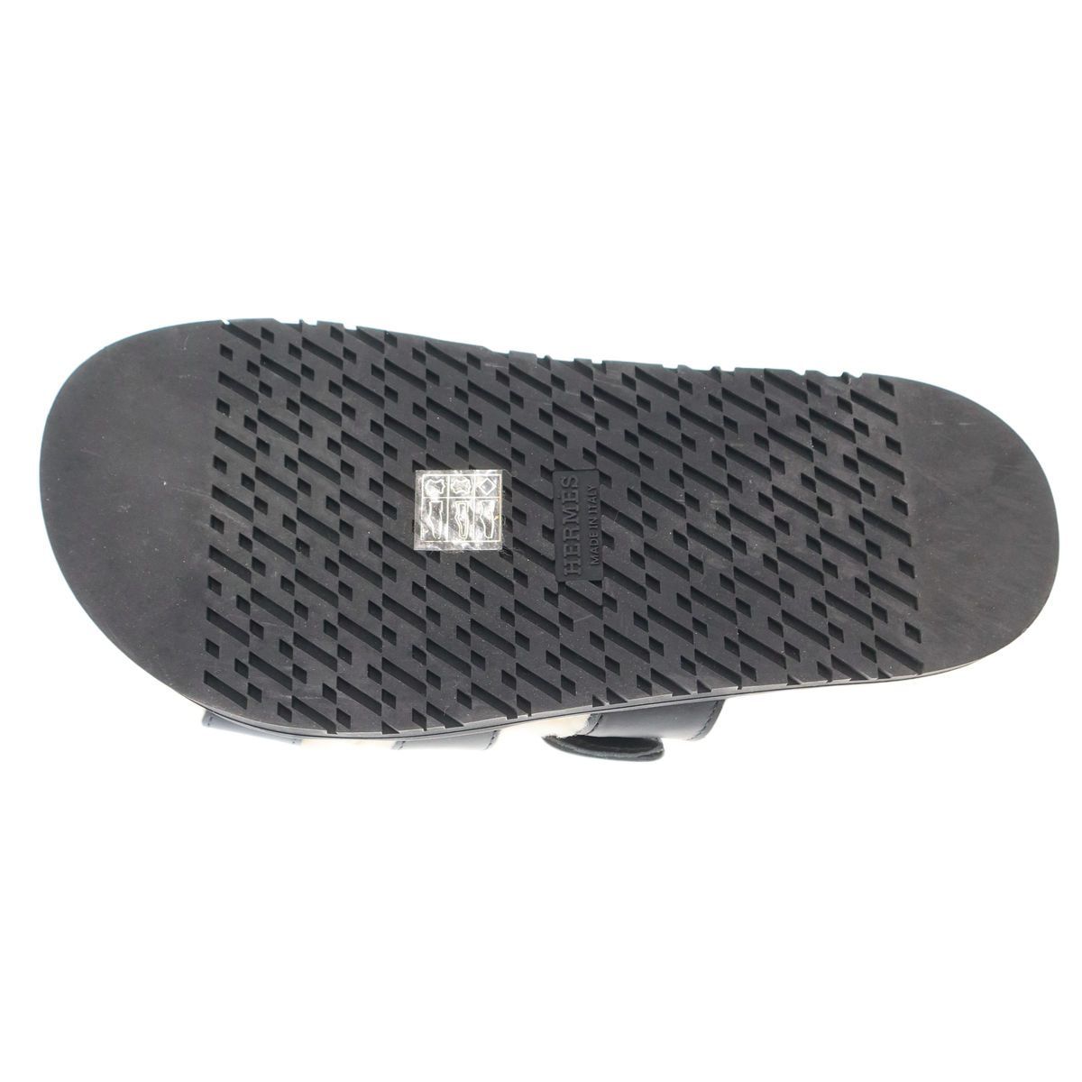 Hermes Chypre Sheepskin Shearling Strap Leather Sandals Black — view 4
