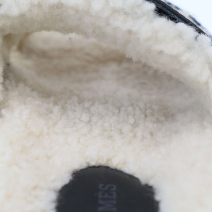 Hermes Chypre Sheepskin Shearling Strap Leather Sandals Black — view 7