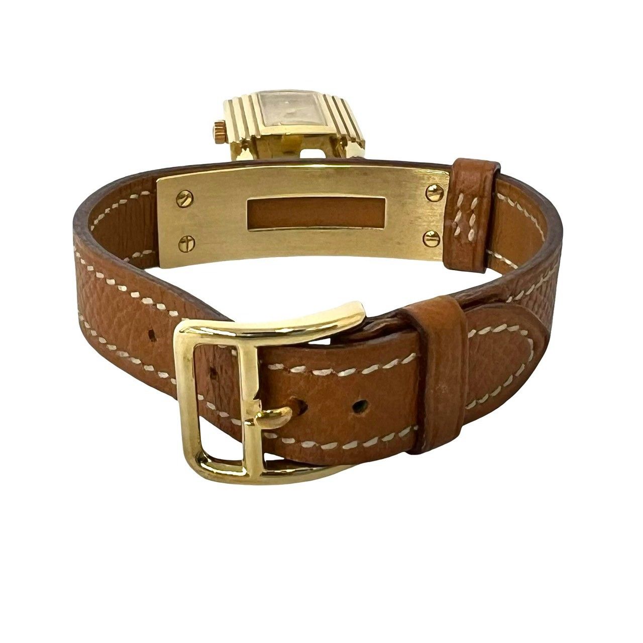 Hermes Vintage Kelly Watch Courchevel Wrist Gold Brown — view 8