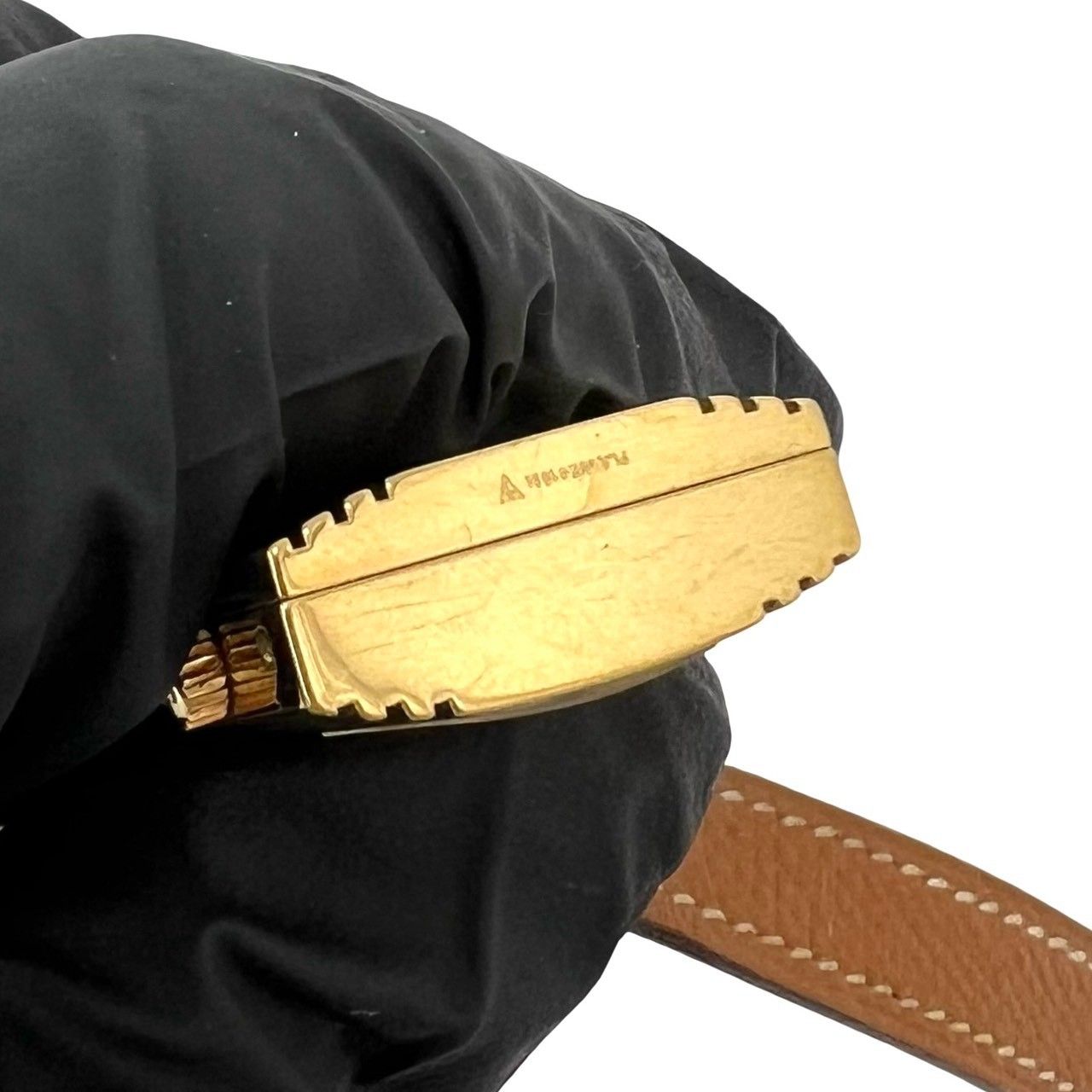 Hermes Vintage Kelly Watch Courchevel Wrist Gold Brown — view 3