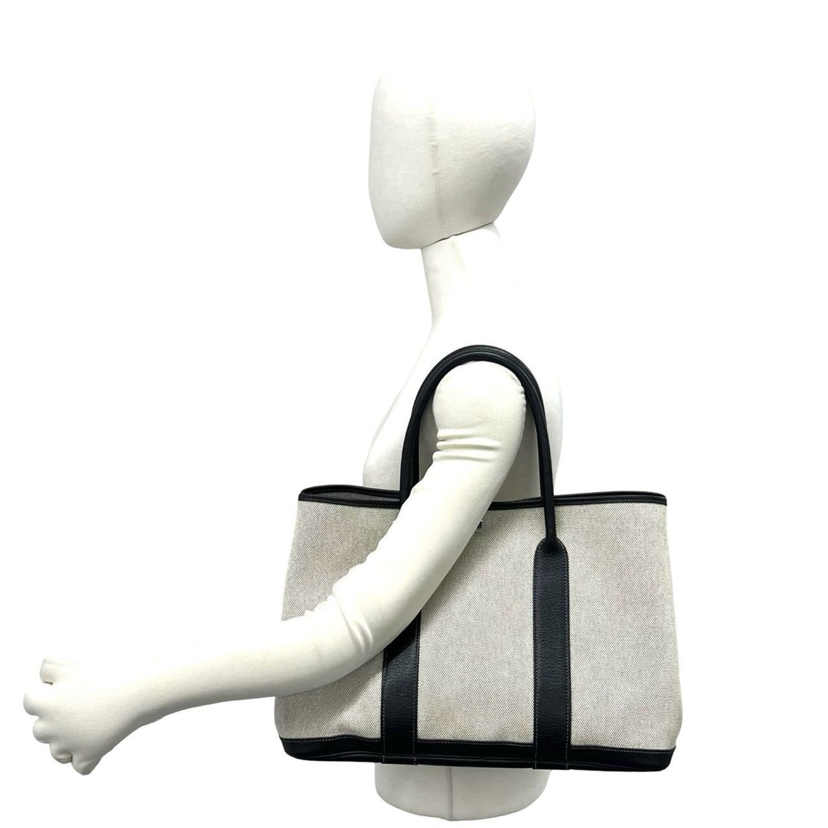 Hermes Garden Party PM Toile H Negonda Leather Tote Bag Gray — view 2