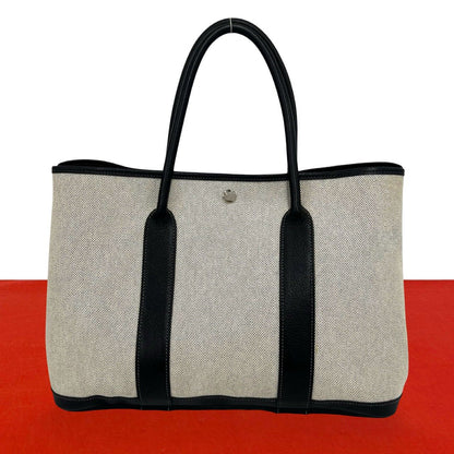 Hermes Garden Party PM Toile H Negonda Leather Tote Bag Gray