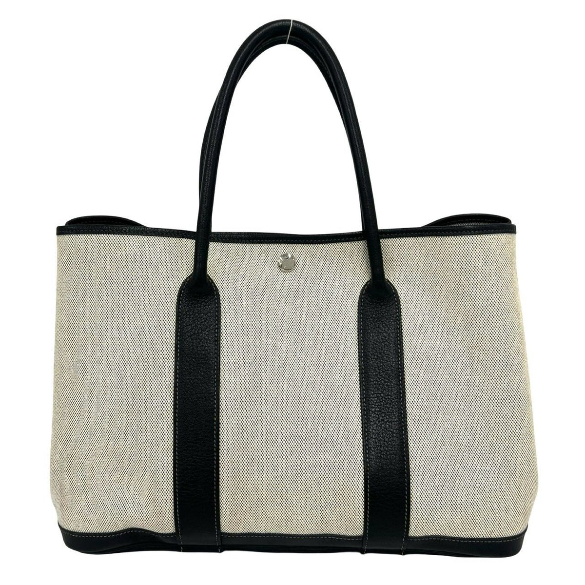 Hermes Garden Party PM Toile H Negonda Leather Tote Bag Gray — view 3