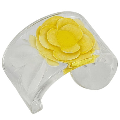 Chanel Bangle Camellia Plastic Clear Yellow White Bracelet