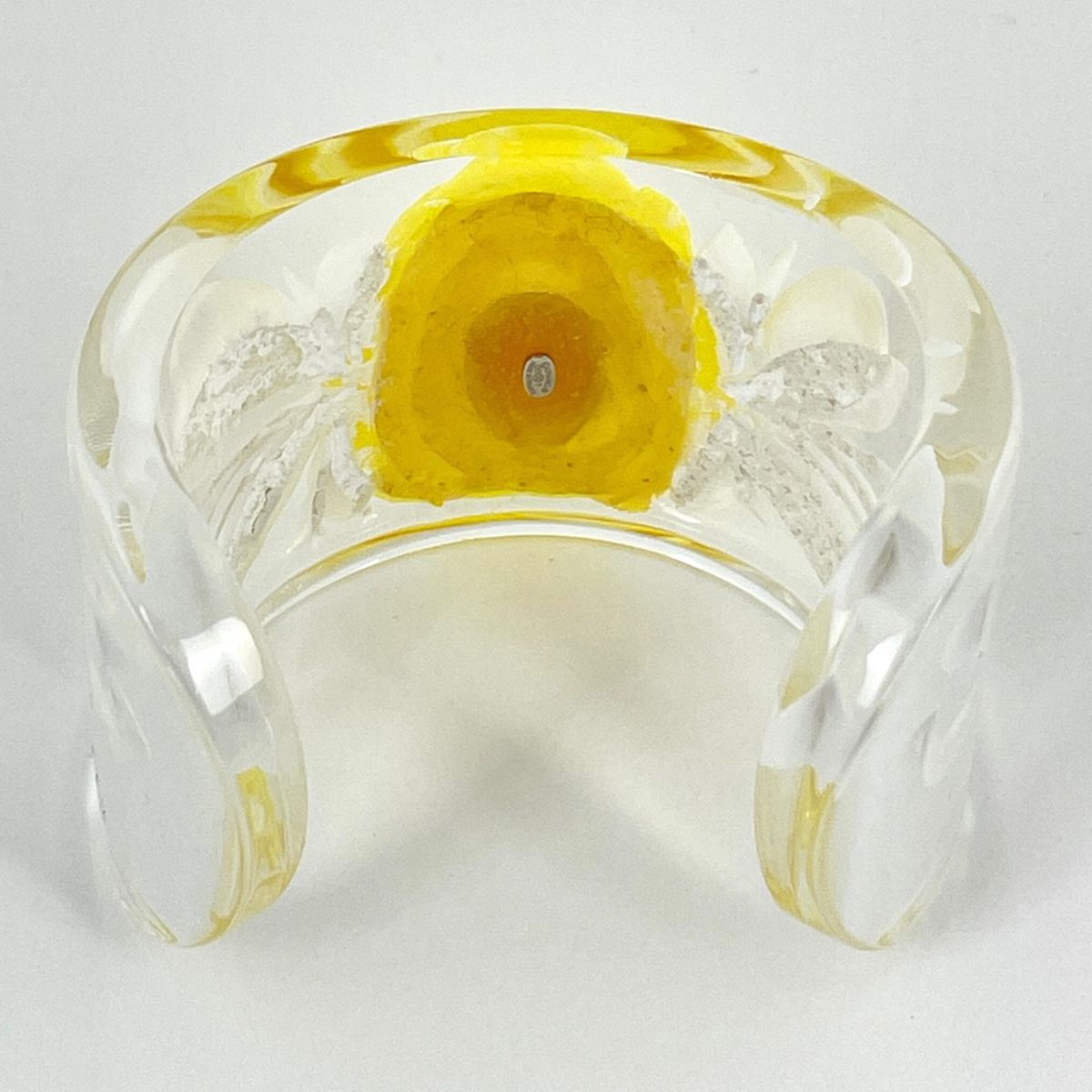 Chanel Bangle Camellia Plastic Clear Yellow White Bracelet — view 2