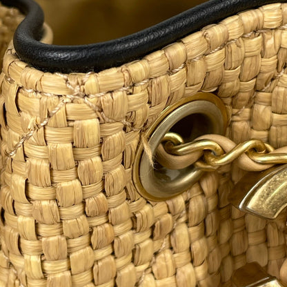 Chanel 25 Mini Handbag CC Logo Raffia Beige Black — view 4