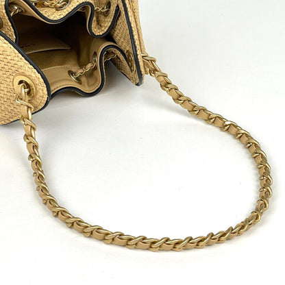 Chanel 25 Mini Handbag CC Logo Raffia Beige Black — view 6