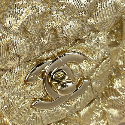Chanel Shoulder Bag CC Logo Double Flap Fabric Gold — view 6