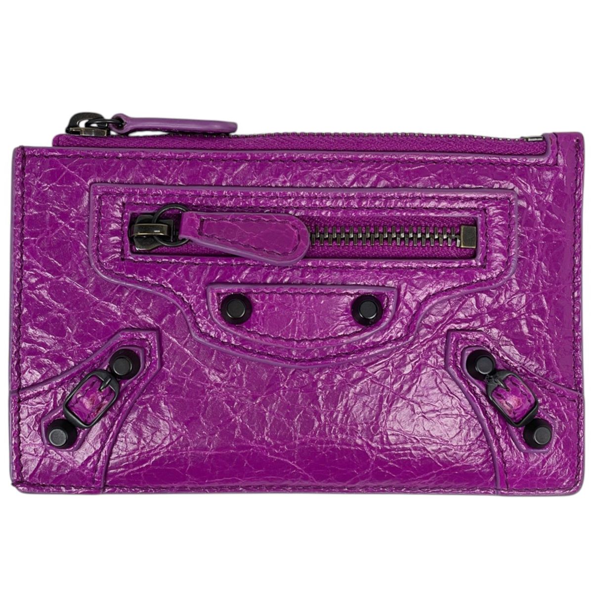 Balenciaga Le City Long Coin Card Holder Leather Purple