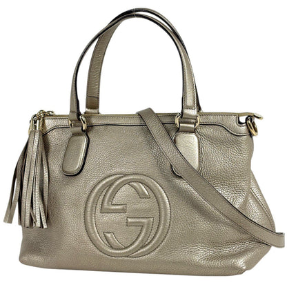 Gucci Handbag Soho 2-Way Fringe Tassel Leather Gold
