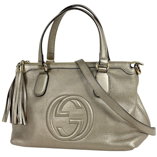 Gucci Handbag Soho 2-Way Fringe Tassel Leather Gold