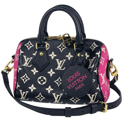 Louis Vuitton Speedy Bandouliere 20 Handbag Monogram Empreinte Noir White Pink