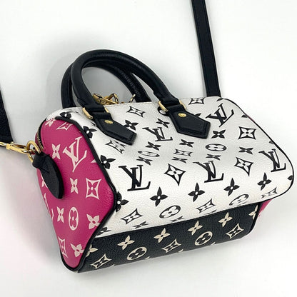 Louis Vuitton Speedy Bandouliere 20 Handbag Monogram Empreinte Noir White Pink — view 2