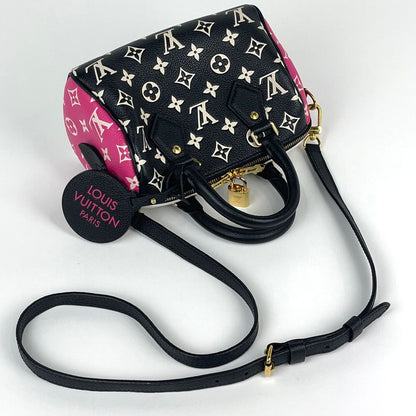 Louis Vuitton Speedy Bandouliere 20 Handbag Monogram Empreinte Noir White Pink — view 6