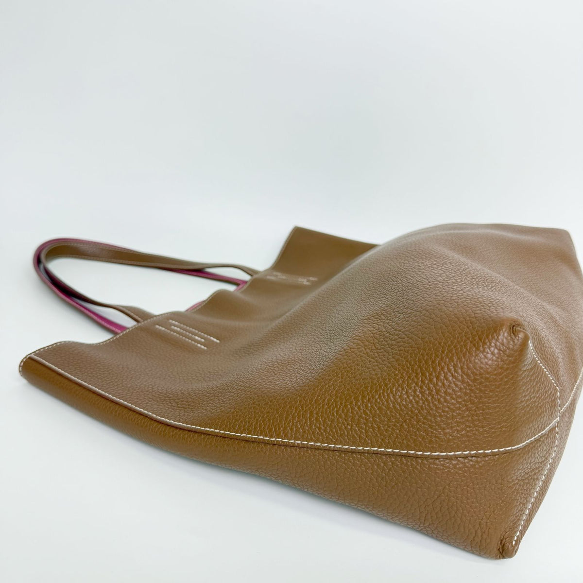 Hermes Double Sens 36 Reversible Tote Shoulder Bag Taurillon Clemence Brown — view 6