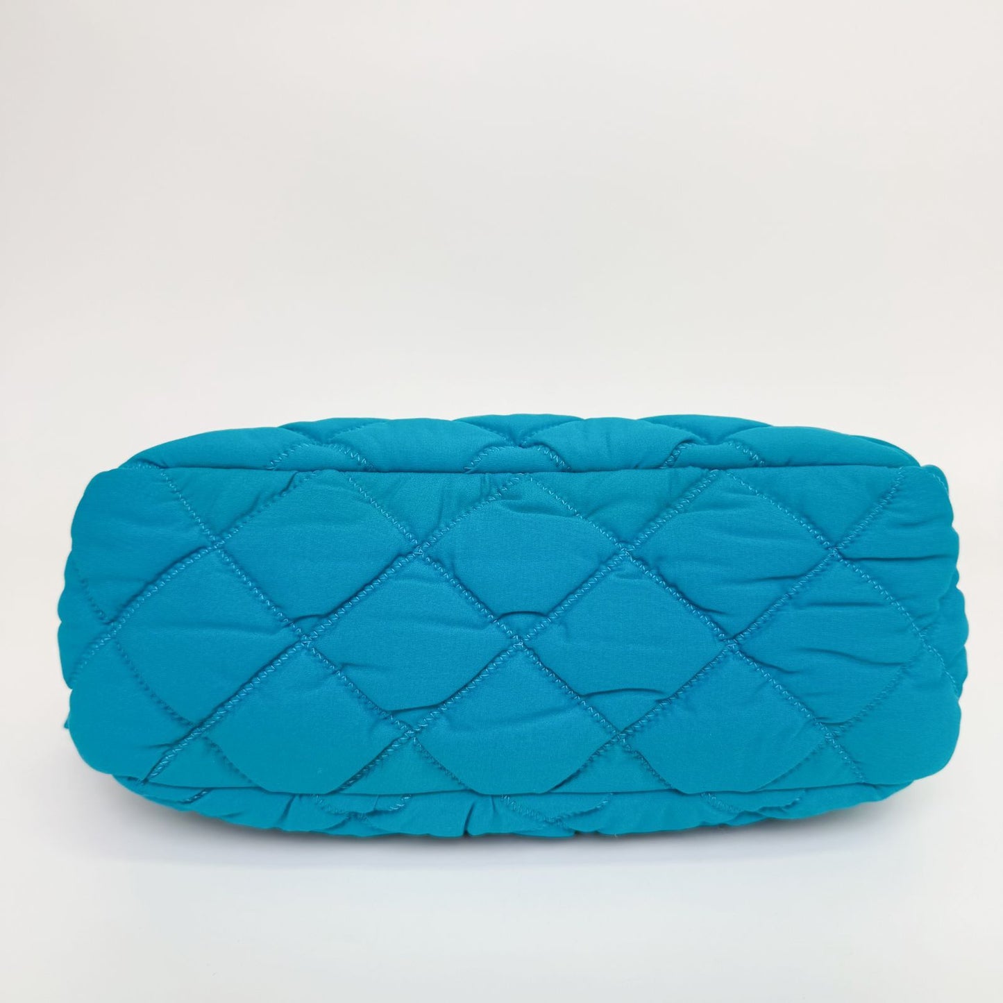 Chanel Bubble Quilt Chain Shoulder Bag Cotton Turquoise Blue Silver Seal Vintage — view 8