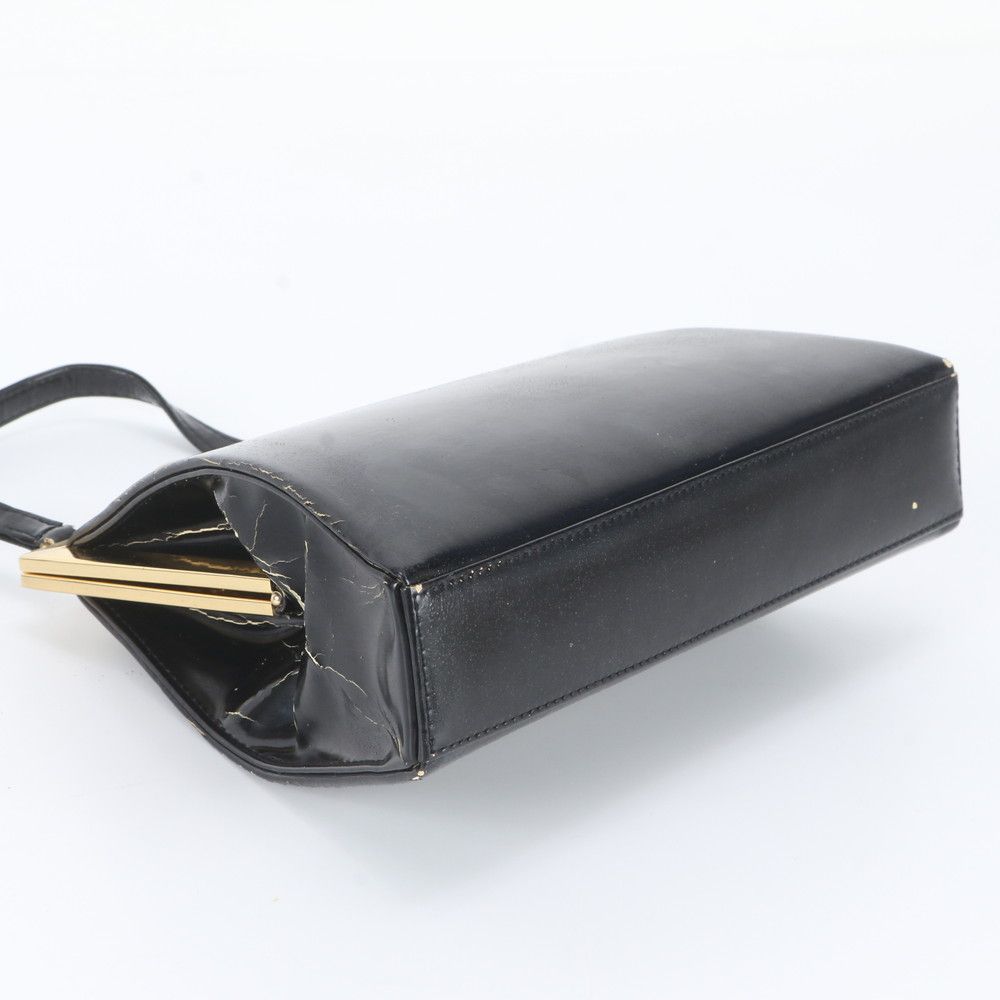 Saint Laurent Vintage Kiss Lock Leather Handbag Black — view 5
