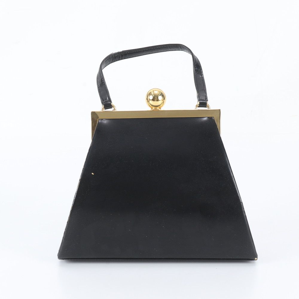 Saint Laurent Vintage Kiss Lock Leather Handbag Black — view 3