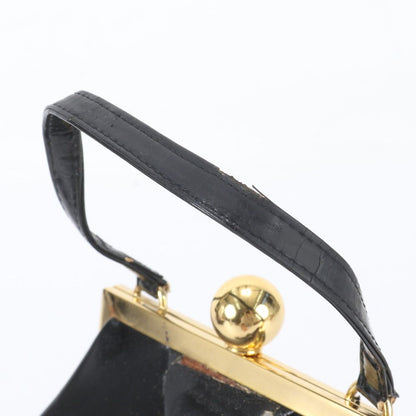 Saint Laurent Vintage Kiss Lock Leather Handbag Black — view 2