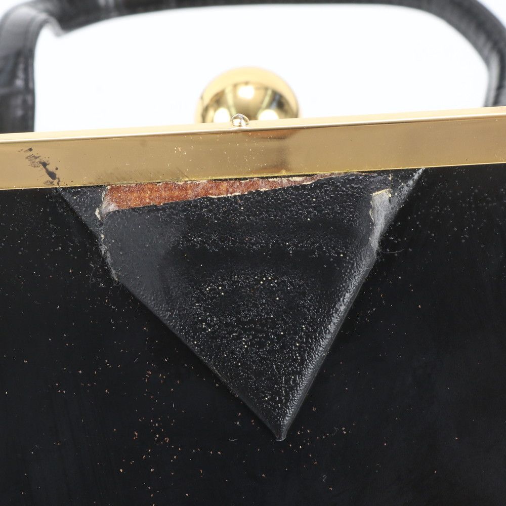 Saint Laurent Vintage Kiss Lock Leather Handbag Black — view 8