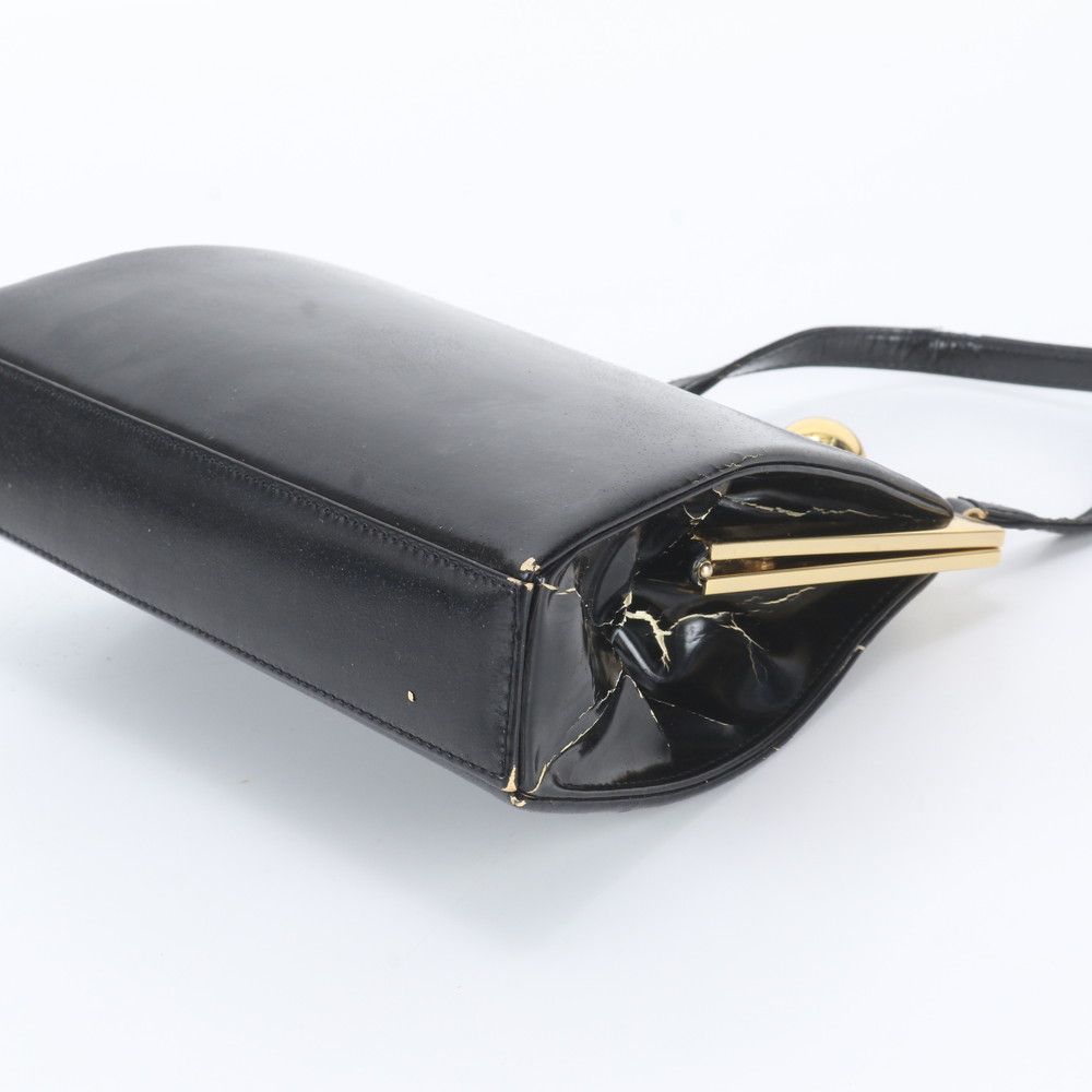 Saint Laurent Vintage Kiss Lock Leather Handbag Black — view 4