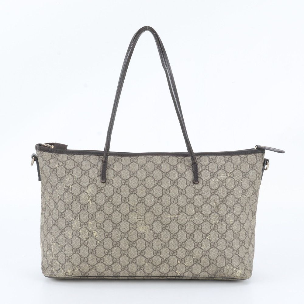 Gucci GG Supreme Leather Tote Bag Shoulder Hand Brown — view 3