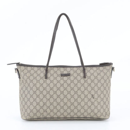 Gucci GG Supreme Leather Tote Bag Shoulder Hand Brown