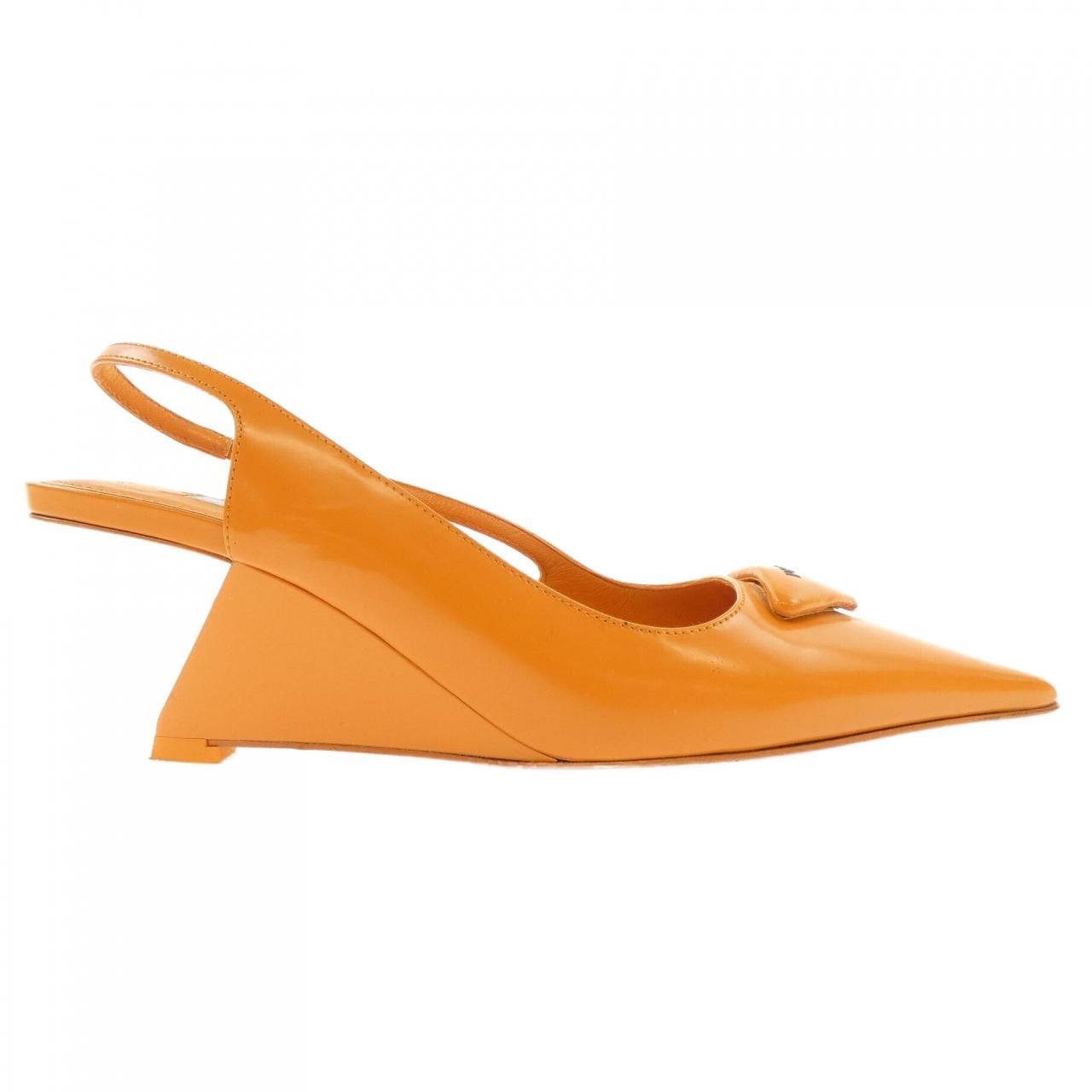 Prada Slingback Triangle Logo Pumps Heel