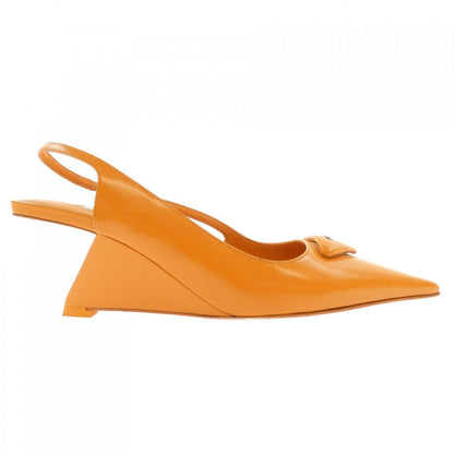 Prada Slingback Triangle Logo Pumps Heel