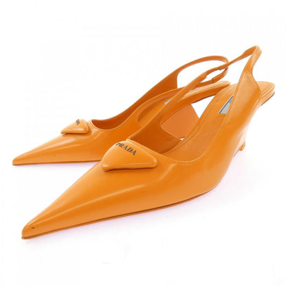 Prada Slingback Triangle Logo Pumps Heel — view 3