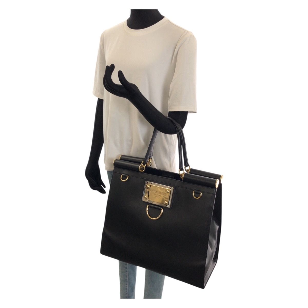 Dolce & Gabbana Sicily 2-Way Black Leather Tote Business Shoulder Bag — view 7