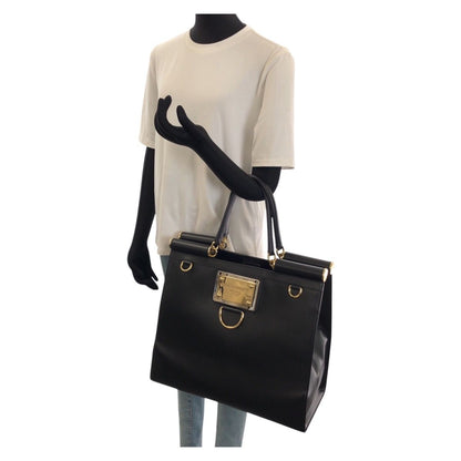 Dolce & Gabbana Sicily 2-Way Black Leather Tote Business Shoulder Bag — view 7