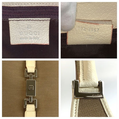 Gucci Jackie Beige Ivory Canvas Leather Tote Bag — view 3