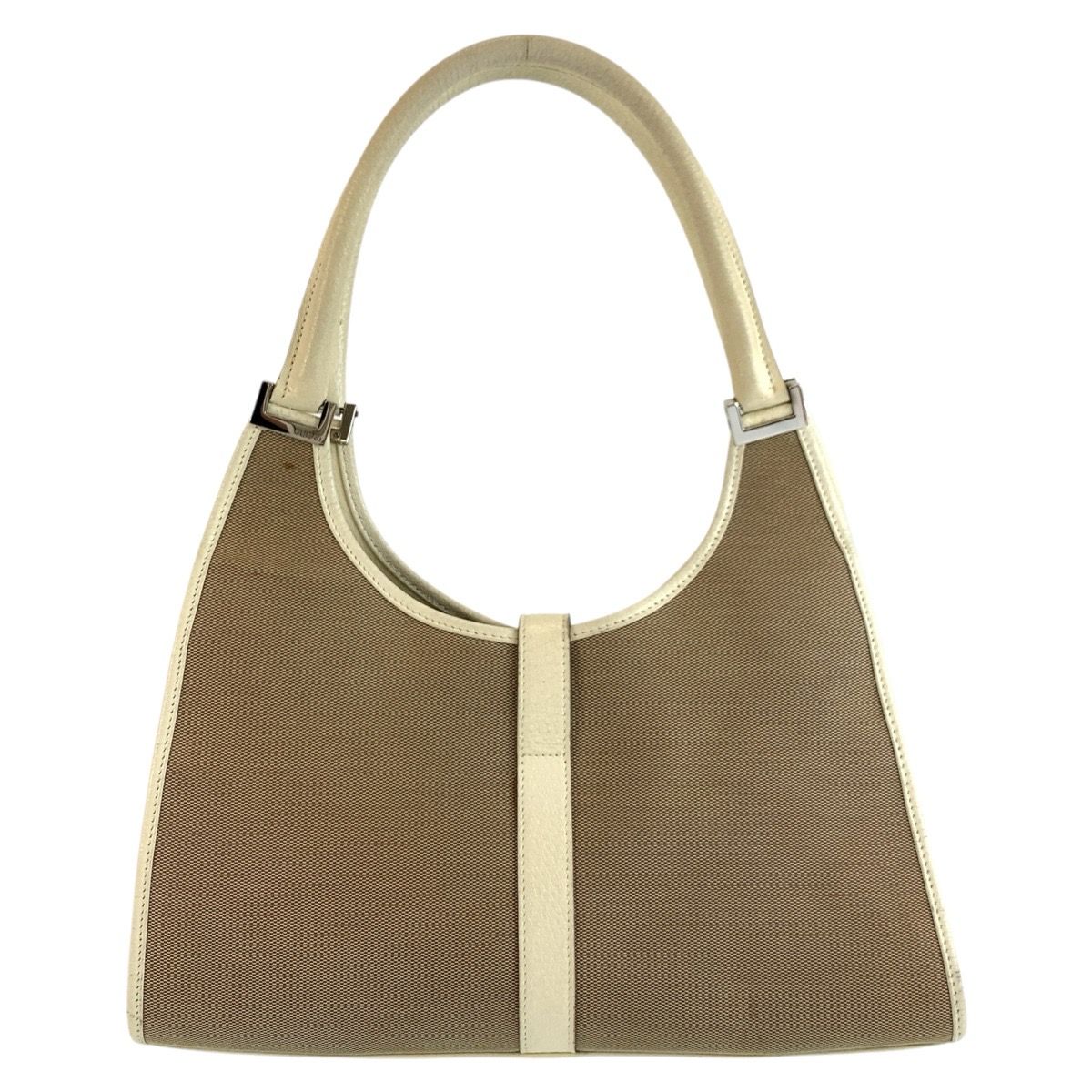 Gucci Jackie Beige Ivory Canvas Leather Tote Bag — view 2