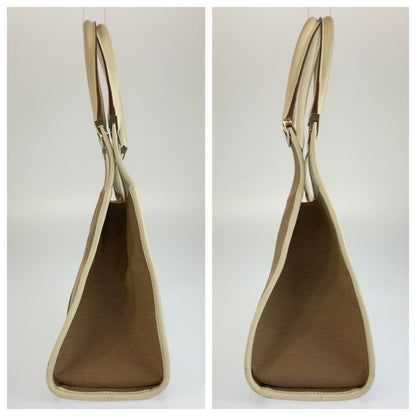 Gucci Jackie Beige Ivory Canvas Leather Tote Bag — view 8