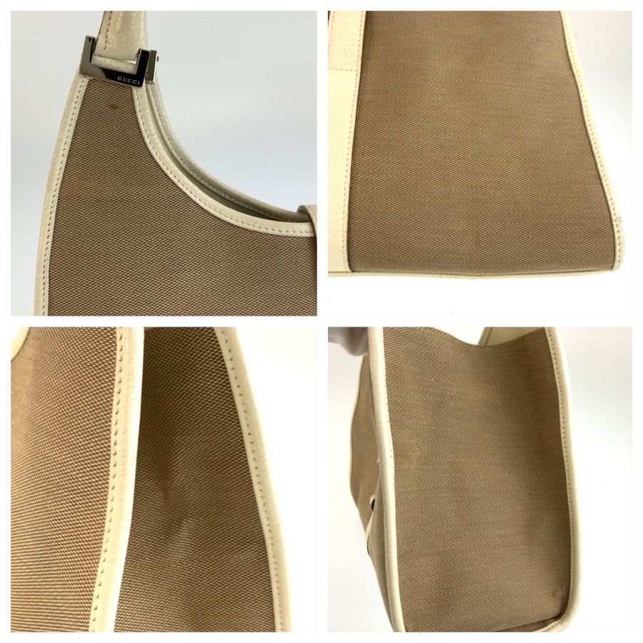 Gucci Jackie Beige Ivory Canvas Leather Tote Bag — view 5