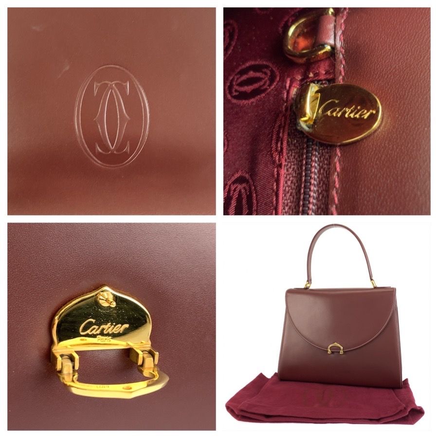 Cartier Vintage Must Line Bordeaux Gold Leather Handbag — view 3