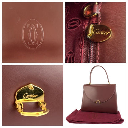 Cartier Vintage Must Line Bordeaux Gold Leather Handbag — view 3