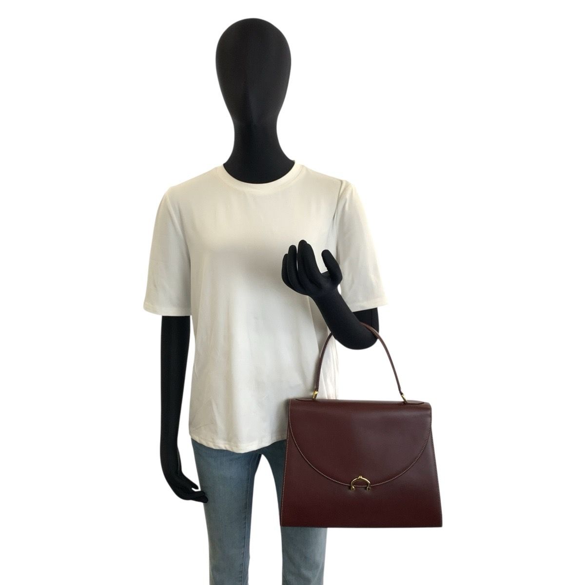 Cartier Vintage Must Line Bordeaux Gold Leather Handbag — view 6