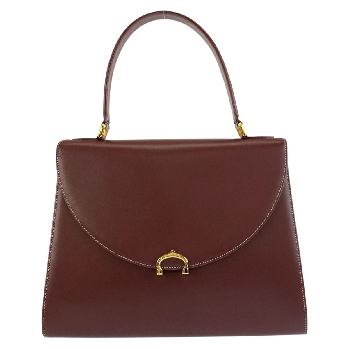 Cartier Vintage Must Line Bordeaux Gold Leather Handbag