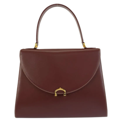 Cartier Vintage Must Line Bordeaux Gold Leather Handbag
