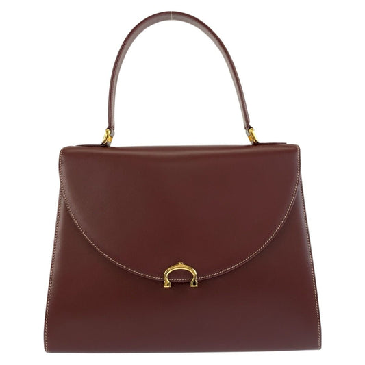 Cartier Vintage Must Line Bordeaux Gold Leather Handbag
