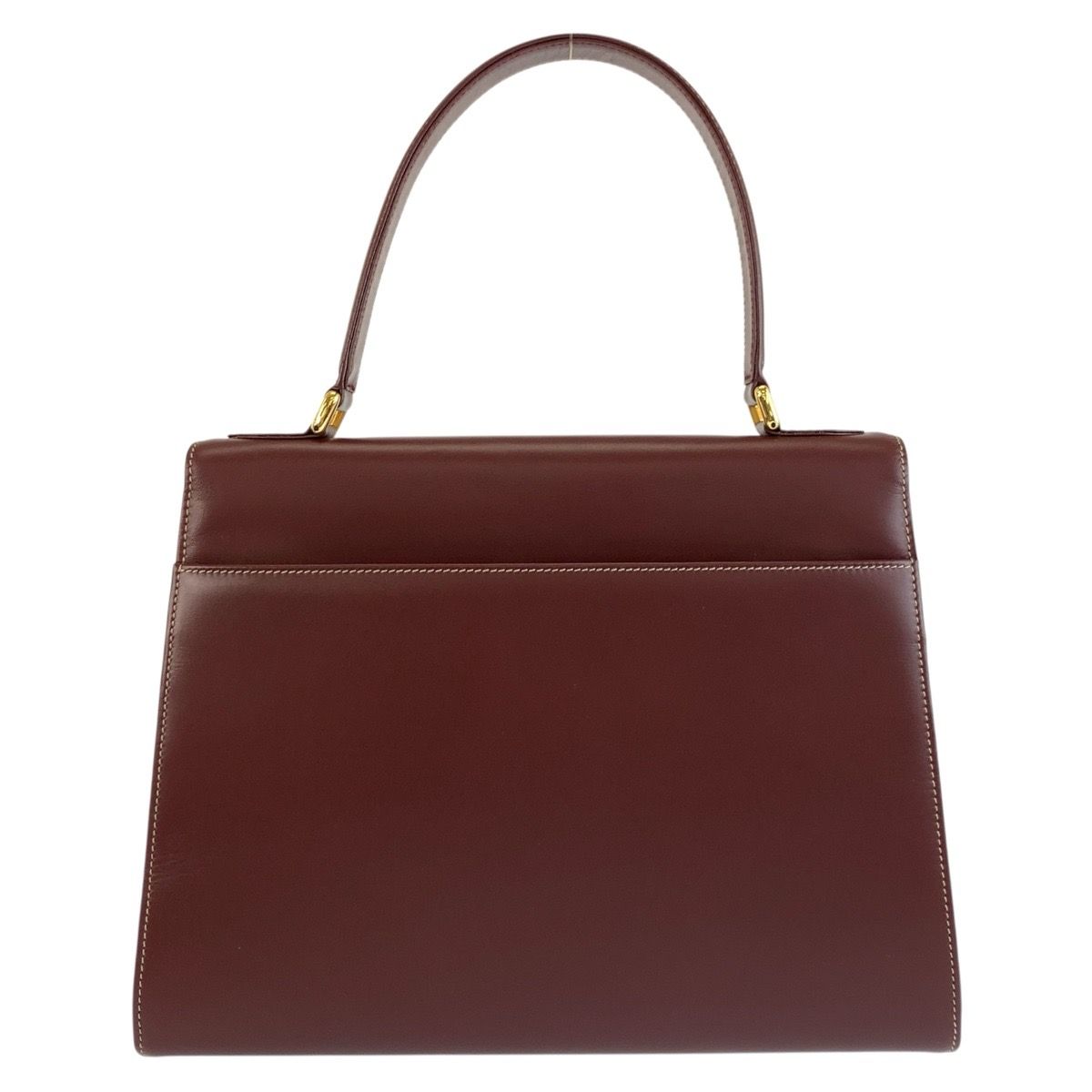Cartier Vintage Must Line Bordeaux Gold Leather Handbag — view 2