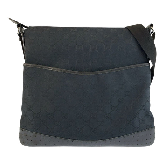 Gucci Black Silver GG Canvas Shoulder Bag Pochette