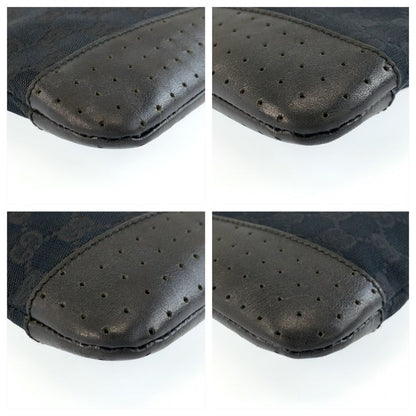 Gucci Black Silver GG Canvas Shoulder Bag Pochette — view 4